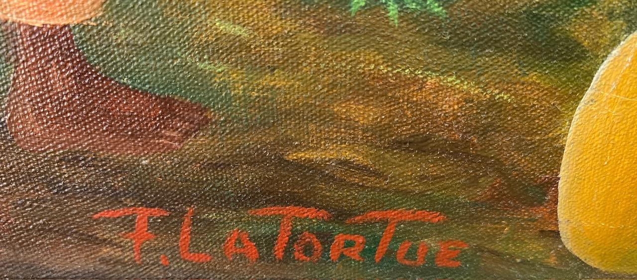 Franklin Latortue (1942-2012) 24"x18" Haitian Farmers at Work 1977 Oil on Canvas Unframed Painting#1ML
