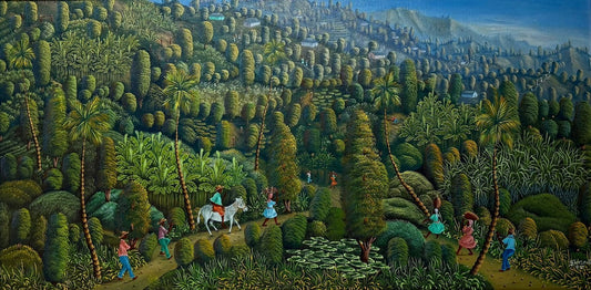 Frantz Mosanto 18"x35.5" To The Mountains 1989 Acrylic on Canvas Unframed Painting #1PN-MIA