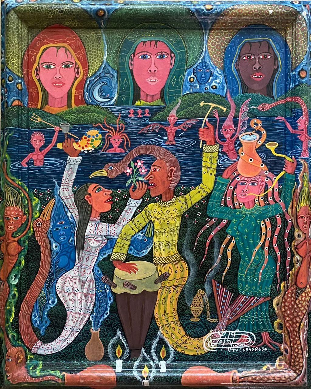 Frantz Zephirin 20"x16" Untitled Oil on Canvas painting #26JN-HA