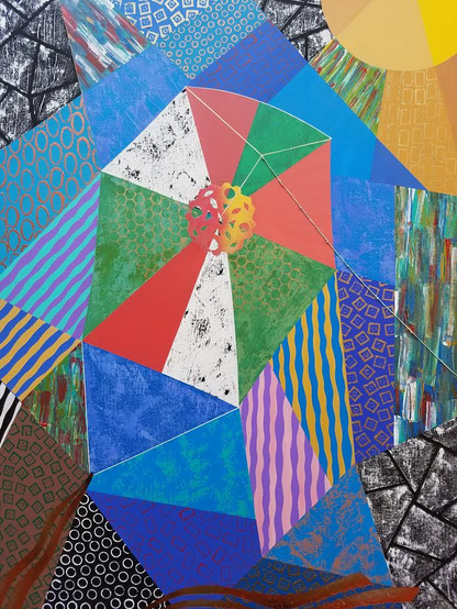 Fred Thomas 48"x 30" Cerf Volant (Kite#2) 2019  Mixed Media on Canvas Painting #11CFT
