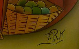 Fritz Rock  20"x24 Haitian Market Women with Baskets c1970 Oil on Canvas Unframed Painting#1CY