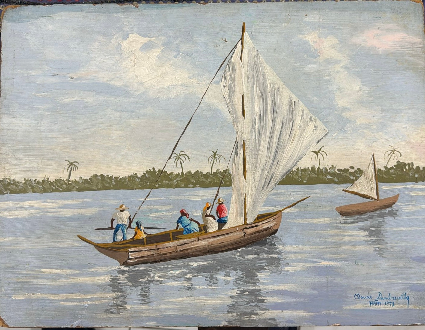 Claude Dambreville (1934-2021) 12"x16" Marine 1972 Acrylic on Board Vintage Painting #20-3-96GSN- Fondation Marie & Georges S. Nader