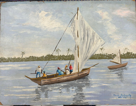 Claude Dambreville (1934-2021) 12"x16" Marine 1972 Acrylic on Board Vintage Painting #20-3-96GSN- Fondation Marie & Georges S. Nader