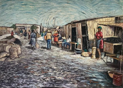 Jacquelin Garcon 24"X30" Ghetto 1972 Oil on Canvas Painting #2MFN