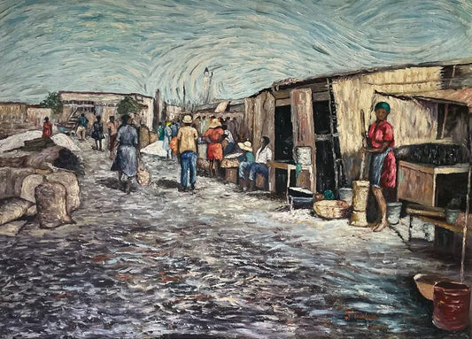 Jacquelin Garcon 24"X30" Ghetto 1972 Oil on Canvas Painting #2MFN