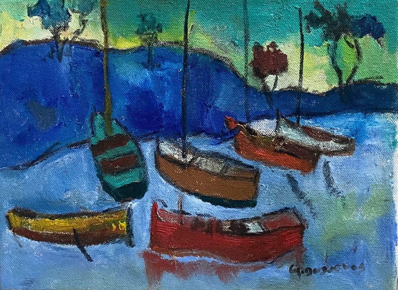 Georges Desarmes 9"x12" Boats  Oil on Canvas Unframed Painting #7JN-HA