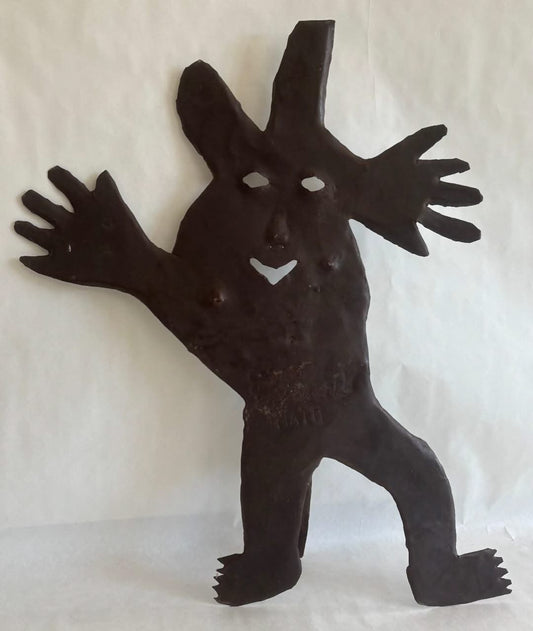 Georges Liautaud (Haitian, 1899-1992) 25"x20" Black Male Figure c1960 Recycled Oil Drum Metal Sculpture #1AC