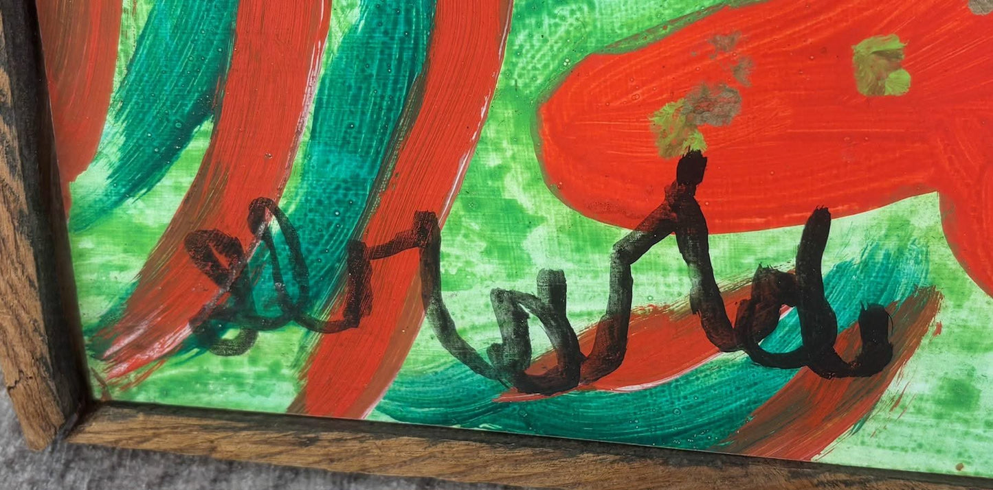 Gerard Fortune 20"x24" Black Female in Red  1986 Acrylic on Board #1AC