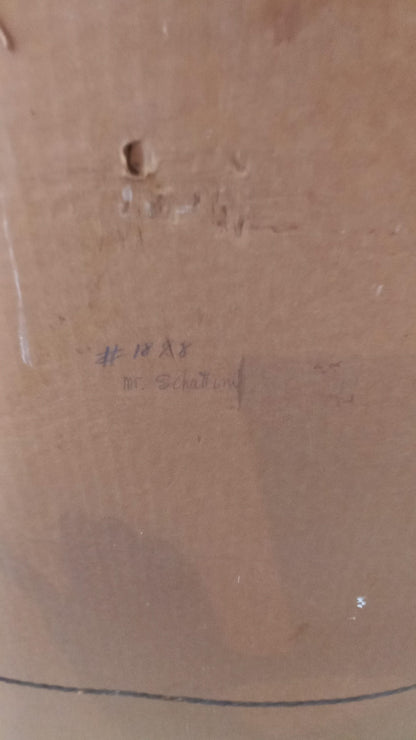 Henri-Robert Bresil (1952-1999) 24"x32" Green Landscape, River & Peasants 1980s Oil on Canvas Framed Painting #1MES