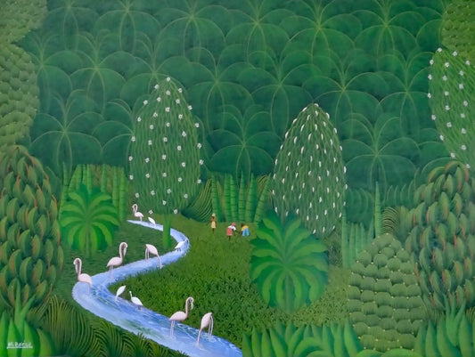 Henri-Robert Bresil (1952-1999) 30"x40" Ibises 1995 Acrylic on Canvas Unframed Painting #1PP