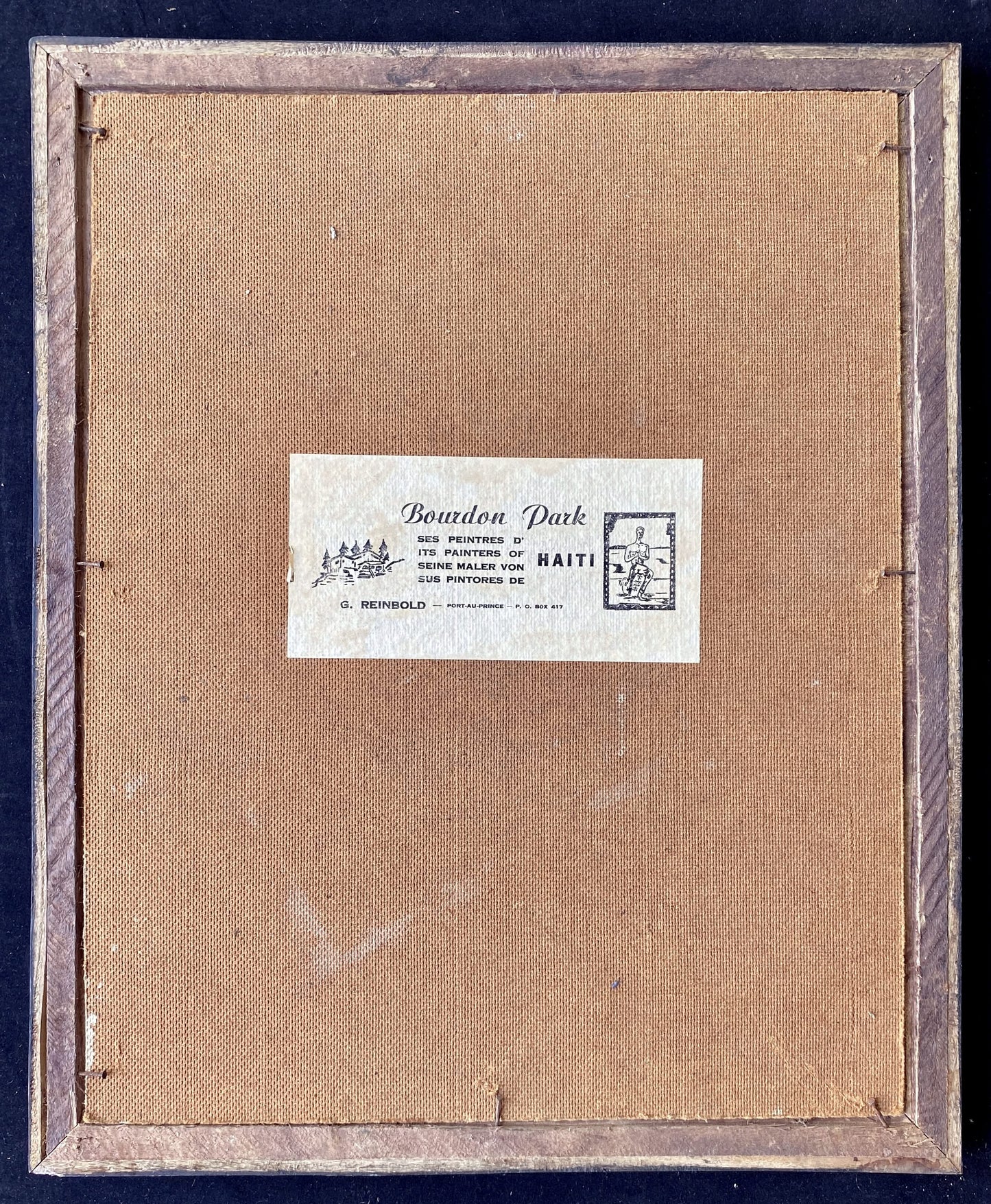 Felix Jean (Haitian, 1929-1978) 20"x16" Street Rara c1970 Oil on Board Framed Painting #1VL