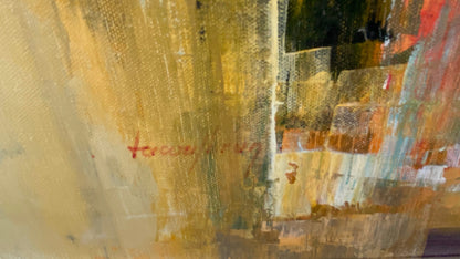 Jacques Valbrun (Haitian, 1938-1992) 30"x40" Abstract Nautical  Acrylic on Canvas Painting #2-SM