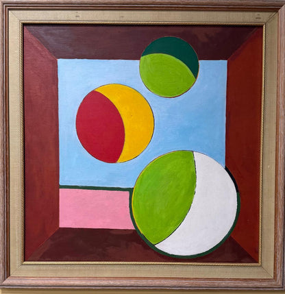 Jacques Gabriel (1934-1988) 24"x24" Floating Spheres Oil on Masonite Unsigned & Framed Painting #1MFN
