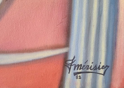 Jacques Merisier 29.5"x33.5" Abstract 1982 Oil on Canvas Unframed Painting #1MF