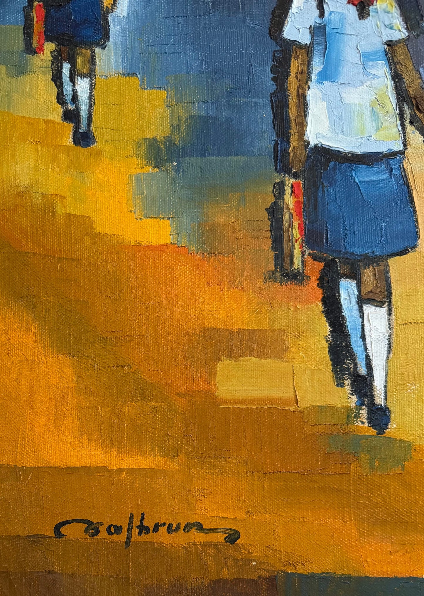 Jacques Valbrun (Haitian, 1938-1992) 20"x16" School Day 1971 Acrylic on Canvas Painting #1KE