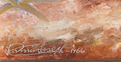 Jasmin Joseph (1923-2005) 34"x12" Tree of Abundance 1966 Oil on Board Unframed Painting #1TM