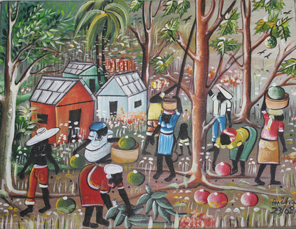 Jean Amil Augustin 11"x13.75" Fruit Harvest 2016 Oil on Canvas Unframed Painting #10CFS