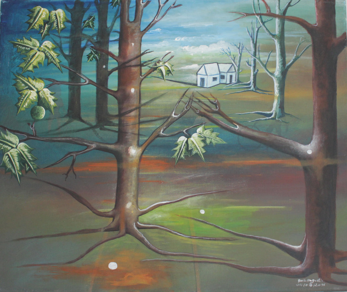 Jean Amil Augustin 22.84"x15.75" Silent Landscape 2016 Oil on Canvas Unframed Painting #5CFS