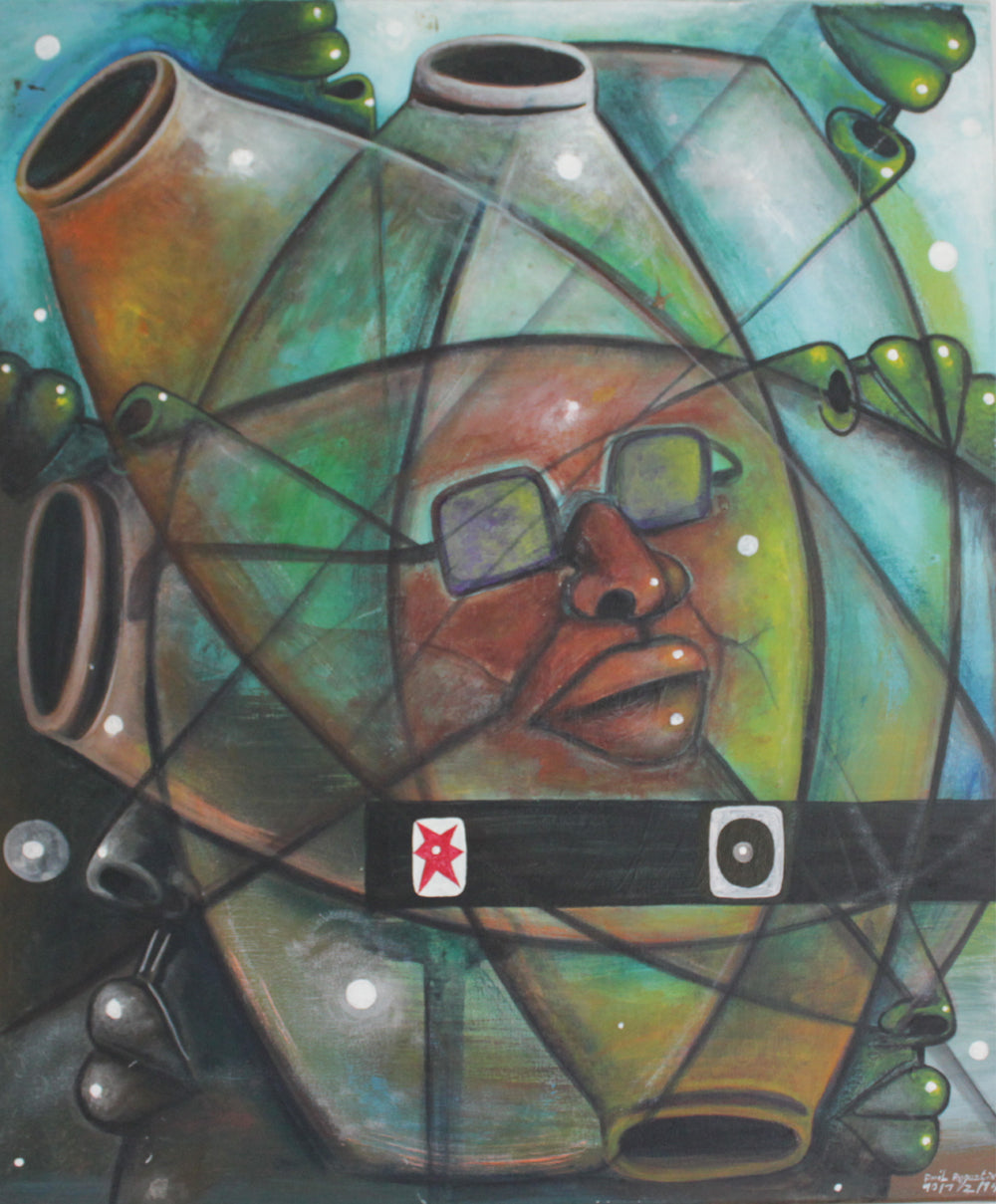 Jean Amil Augustin 23.65"x19.69" Cosmic Reflections 2014 Oil on Canvas Unframed Painting #4CFS