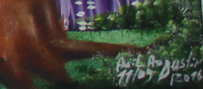 Jean Amil Augustin 35.43"x11.81" Haversting the Fields 2016 Oil on Canvas Unframed Painting #2CFS