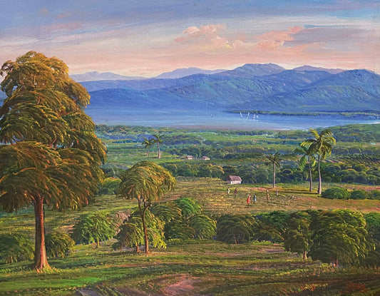 Jean Adrien Seide 16"x20" Landscape with Bay View 2023 Acrylic on Canvas Painting#31MFN