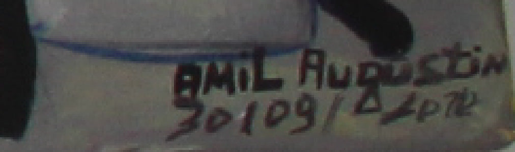 Jean Amil Augustin 7.87"x39.37" Market Procession 2012 Oil on Canvas Unframed Painting #8CFS