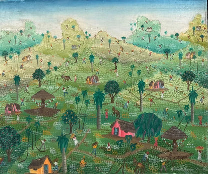 John Adeler Pierre 20"x24" Rural Scene 1980  Oil on Canvas Painting #2-2-95MFN