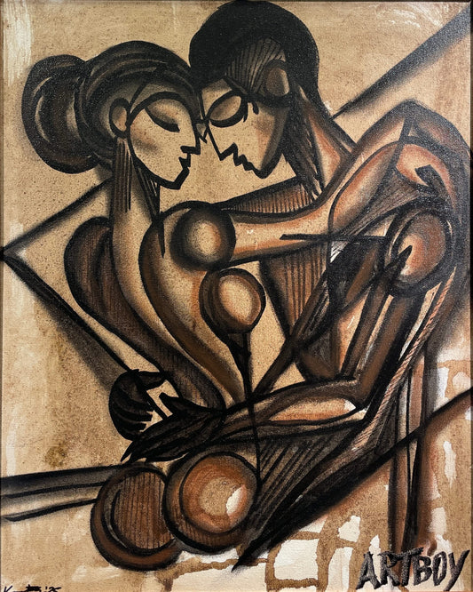 Ken Forbes (American) 20"x16" Welcome Home 2025 Coffee, Cacao and Acrylic on Canvas Unframed Painting #1KF