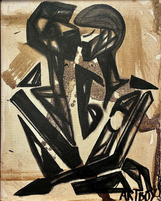 Ken Forbes (American) 20"x16" Intertwined 2025 Coffee, Cacao and Acrylic on Canvas Unframed Painting #8KF