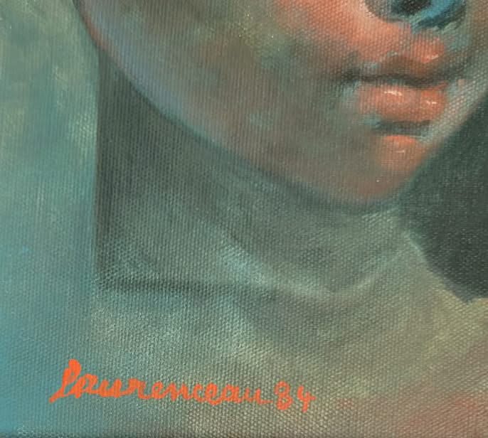 Lyonel Laurenceau 10"x8" Little Girl Portrait 1984 Acrylic on Canvas Framed Painting #2MA