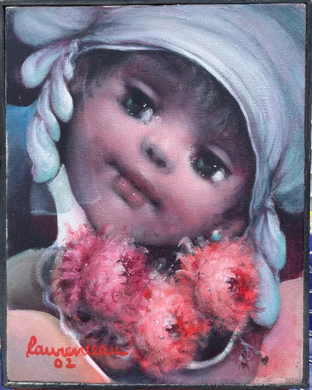 Lyonel Laurenceau 10"x8" Enfant d'Haiti 2002 Acrylic on Canvas Painting #1MFN-NY