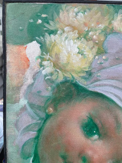 Lyonel Laurenceau 10"x8" Petite Soeur 2006 Acrylic on Canvas Painting #2MFN-NY