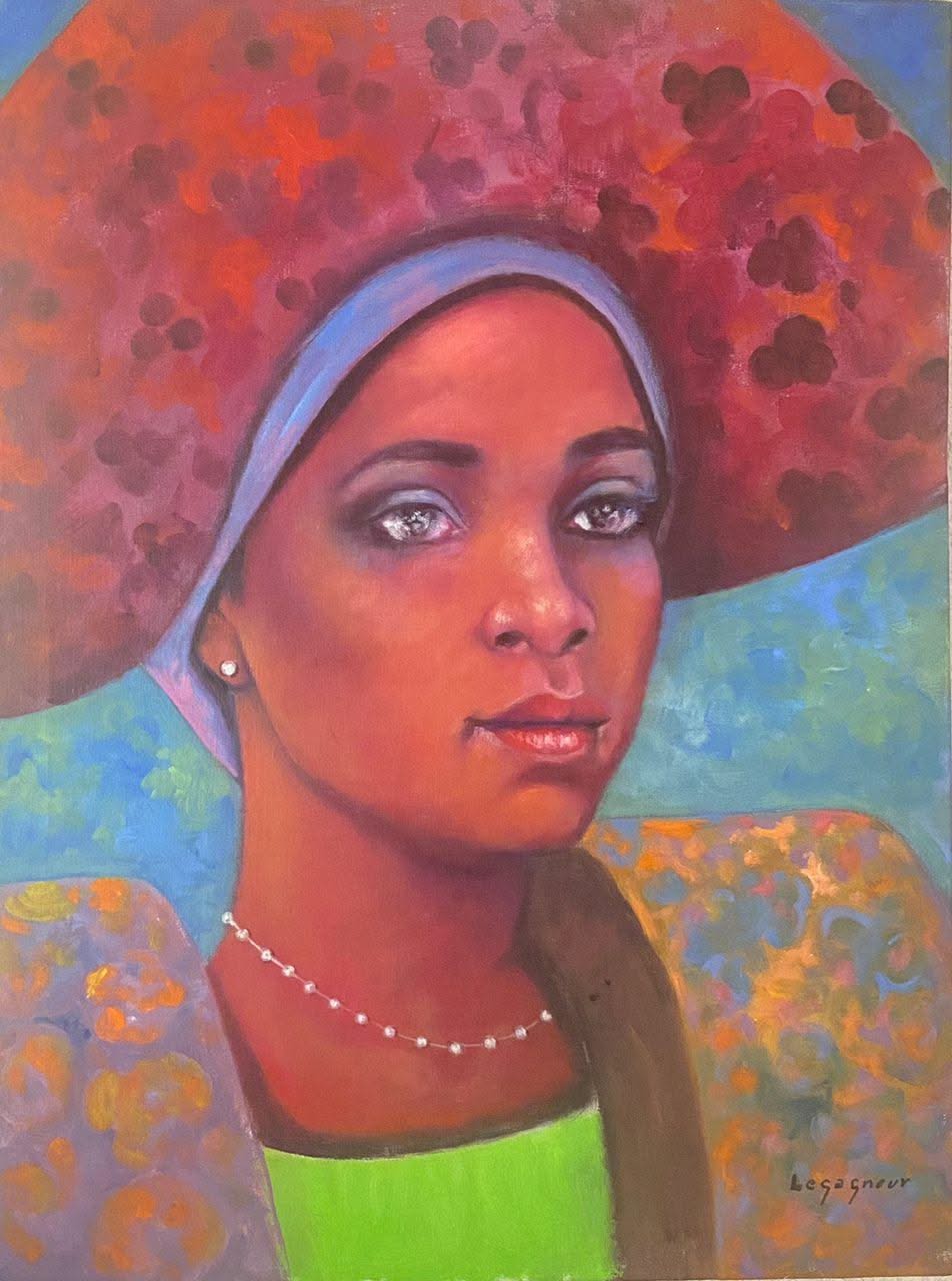 Jean-Claude Legagneur 32"x24"  Fabric Seller  2023 Acrylic on Canvas Unframed Painting #1JN-HA