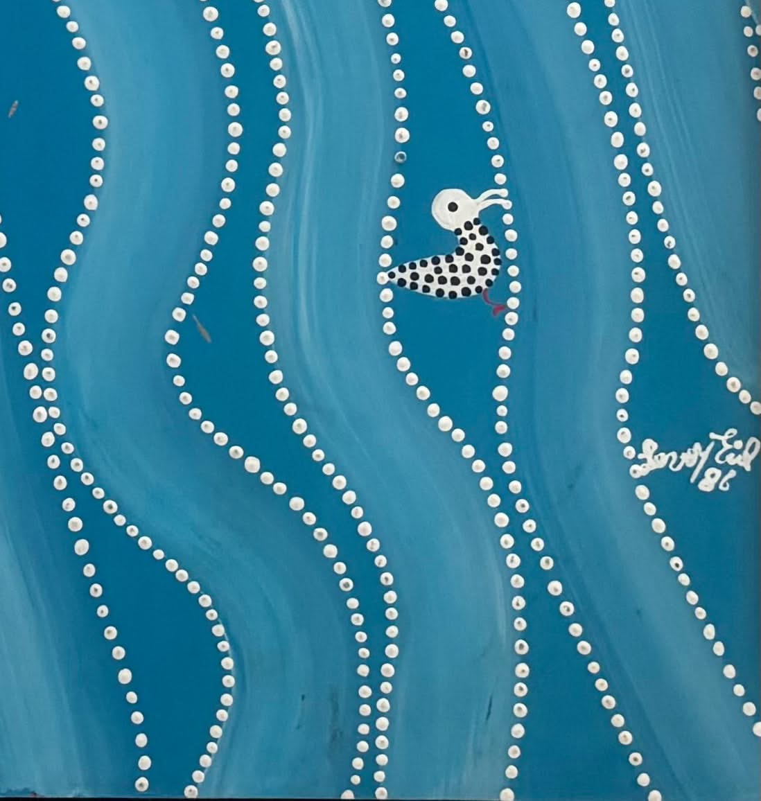 Levoy Exil 24"x24" Blue Spirit & Birds 1986 Acrylic on Board Unframed Painting #1AC