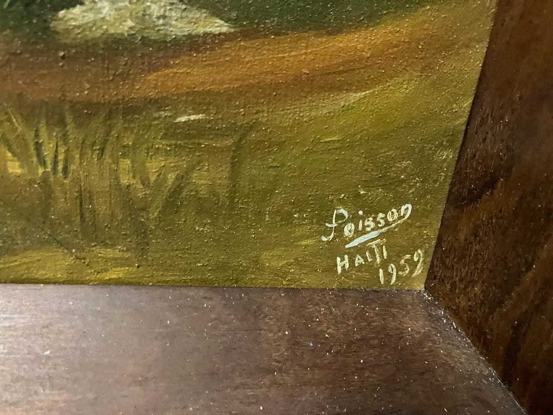 Louverture Poisson Haiti Mountains Signature Painting#1AT