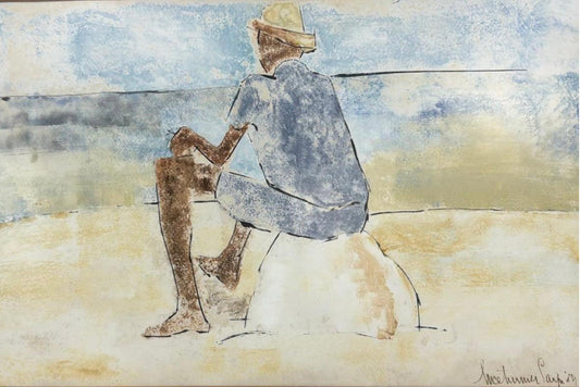 Luce Turnier 14"x21" Man From Back 1956 Watercolor on Paper Unframed #1GN-HA