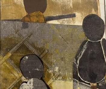 Luce Turnier 8"x9" Abstract Collage 1960 Unframed-Minor Scratches-Collector's Item #9-3-96GSN-Fondation Marie & Georges S. Nader