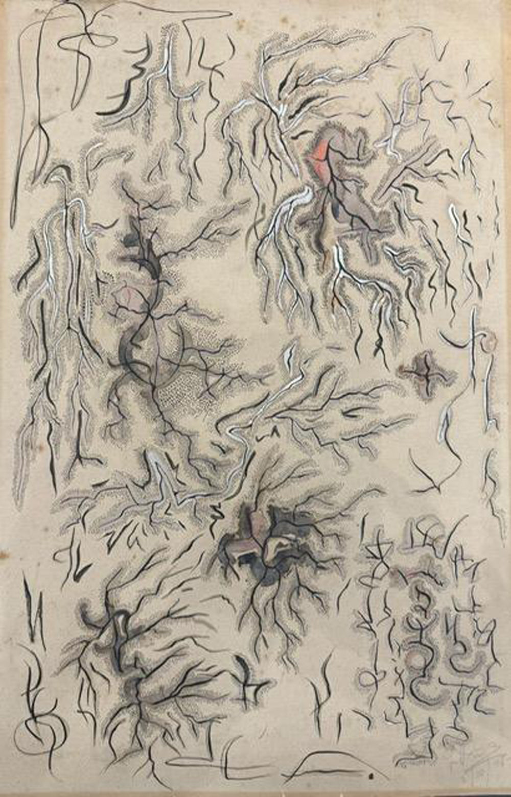 Lucien Price (1915-1963) 21.5"x13.75" Abstract 1948 Ink on Paper Drawing #1GN-HA
