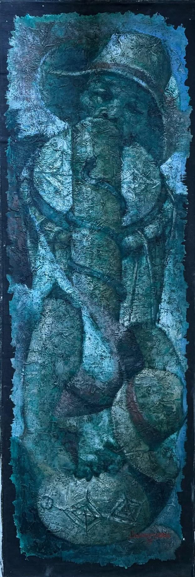 Lyonel Laurenceau (Haitian, b. 1942) 44"x15" Rara 1975 Acrylic on Canvas Painting#68-3-96GSN-NY