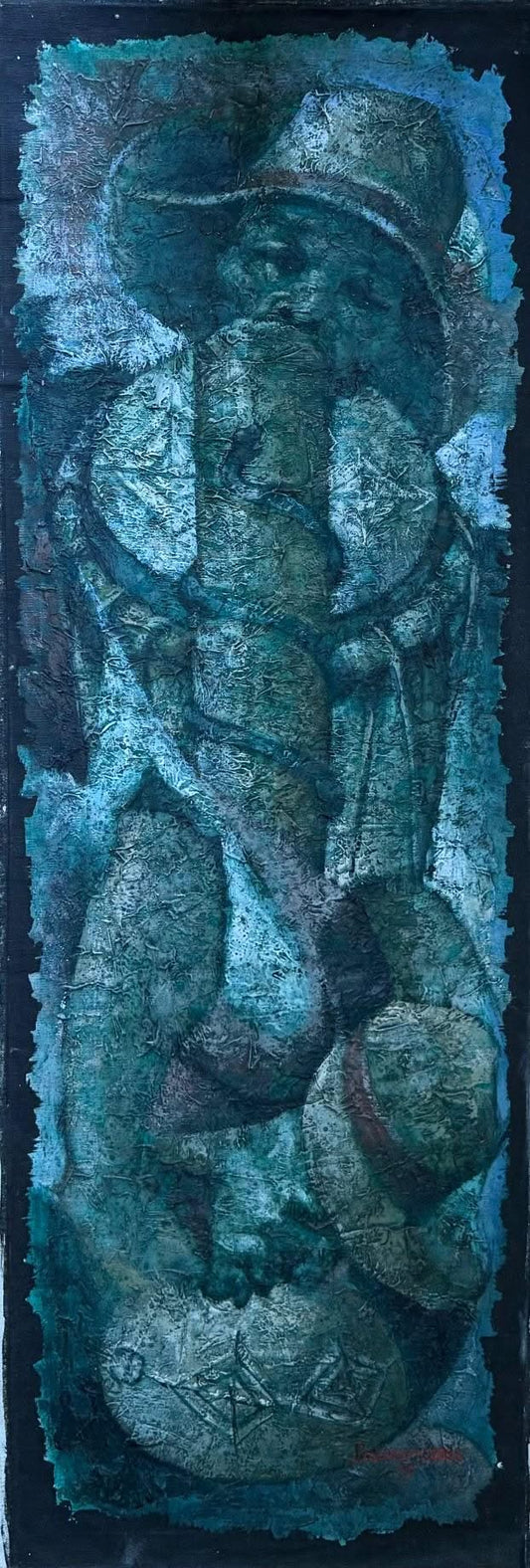 Lyonel Laurenceau (Haitian, b. 1942) 44"x15" Rara 1975 Acrylic on Canvas Painting#68-3-96GSN-NY