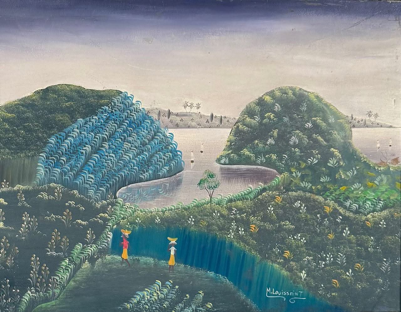 Michel  Louissaint 12"x16" Landscape c1980 Oil on Canvas Painting#1-2-95MFN