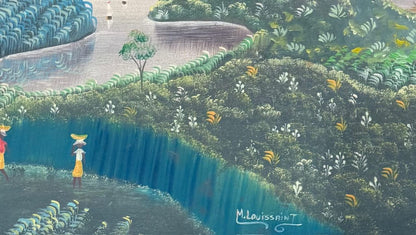 Michel  Louissaint 12"x16" Landscape c1980 Oil on Canvas Painting#1-2-95MFN