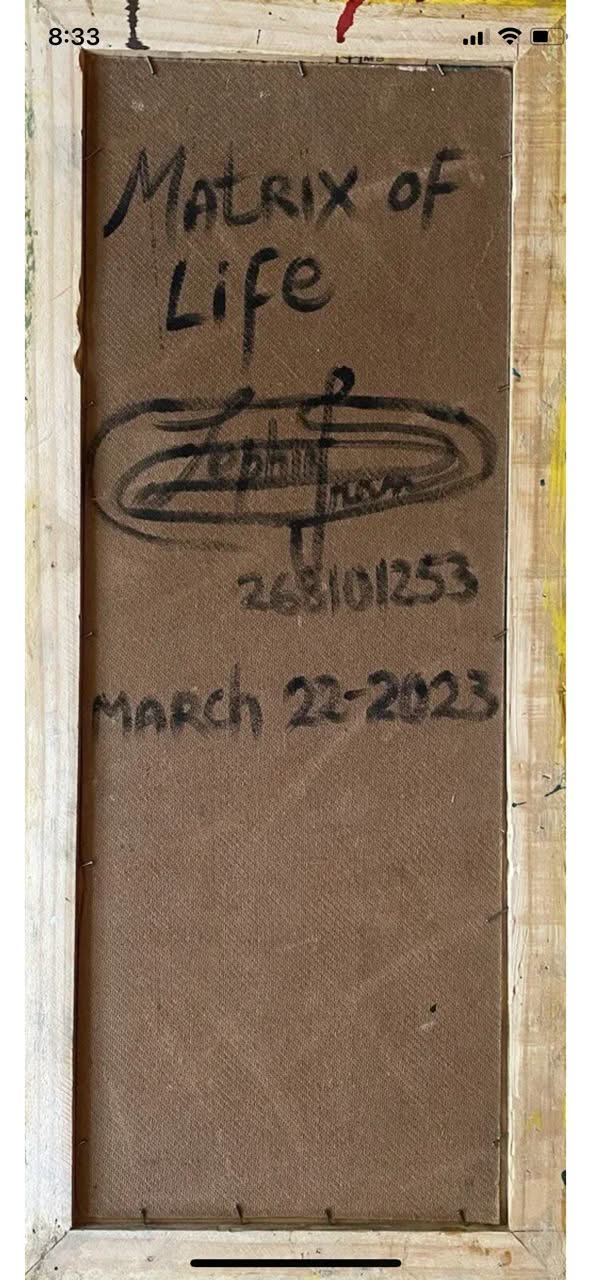 Frantz Zephirin 30"x16" Matrix of Life 2023 Oil on Board with Frame Encrusted in Painting #9JN-HA