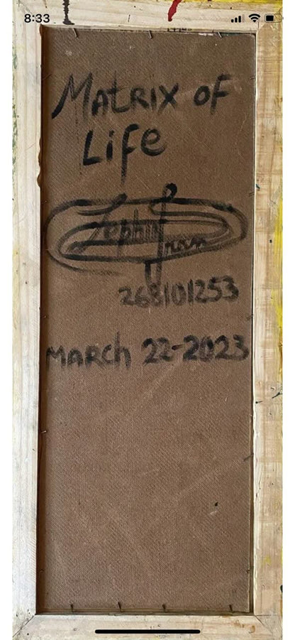 Frantz Zephirin 30"x16" Matrix of Life 2023 Oil on Board with Frame Encrusted in Painting #9JN-HA