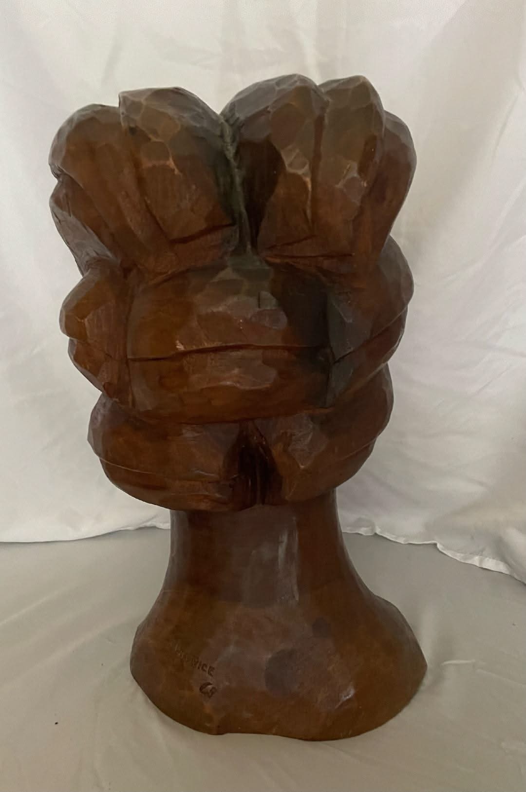 Jean-Baptiste & Joseph Maurice 9"Lx6"W"x15"H 1969 Black Female Bust Hand Carved in Mahogany Wood #1MFN