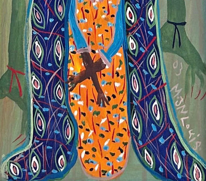 Maxan Jean Louis 40"x10" Hierarchical Spirits 2003 Acrylic on Canvas Unframed Painting #2AK