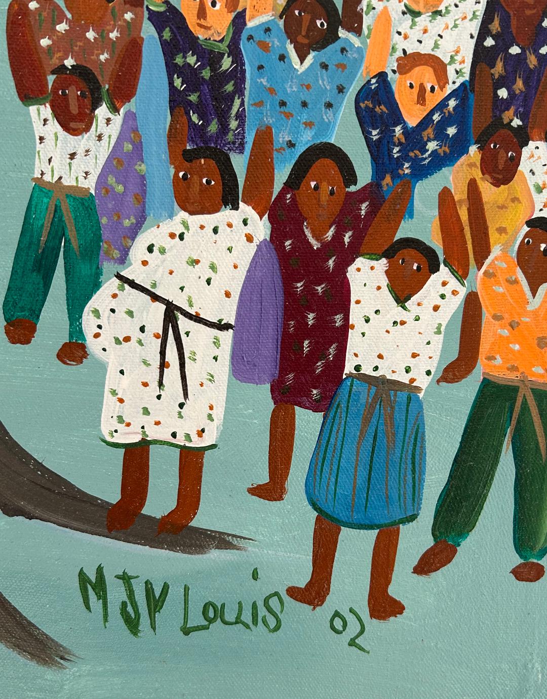 Maxan Jean Louis 20"x24" Money Grows on Trees 2002 Acrylic on Canvas Painting #3AK