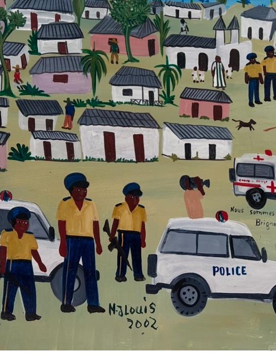 Maxan Jean Louis 24"x30" La Mort de Brignole Lindor 2002 Acrylic on Canvas Unframed Painting #4AK