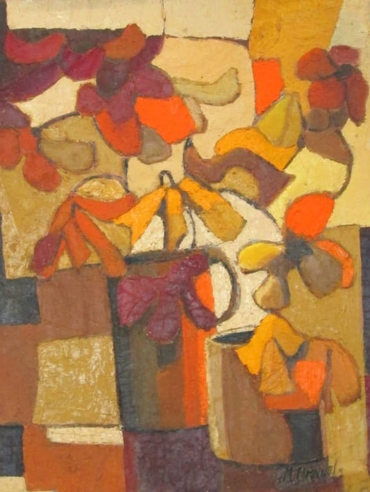 Michele Manuel (1935-2022) 16"x20" Autumn Leaves 1961 Acrylic on Canvas Painting #J313
