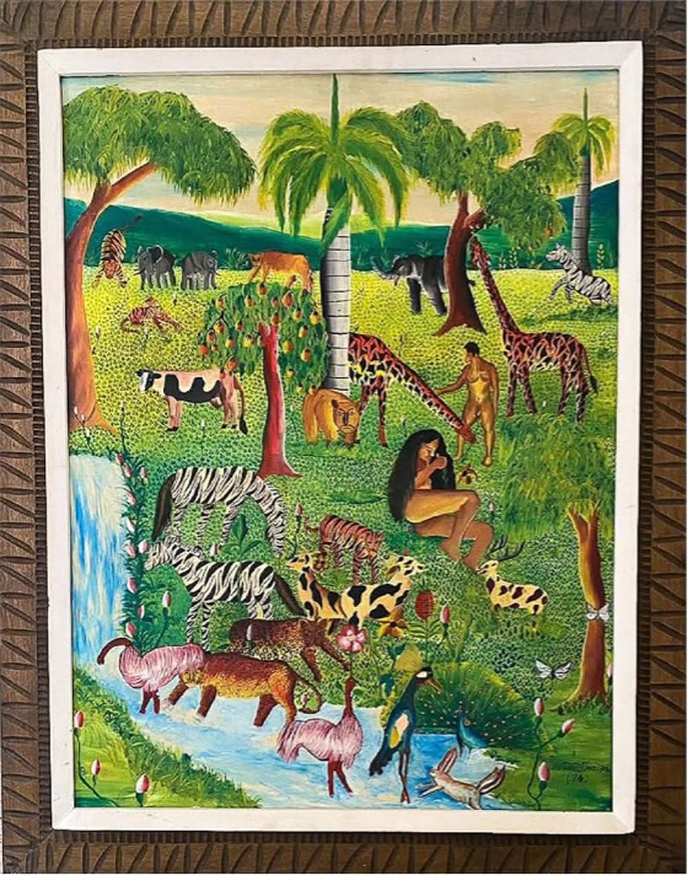 Nathan Toussaint 32"x24" It's My Dream (Eden) 1974 Oil on Canvas Painting #17-SM